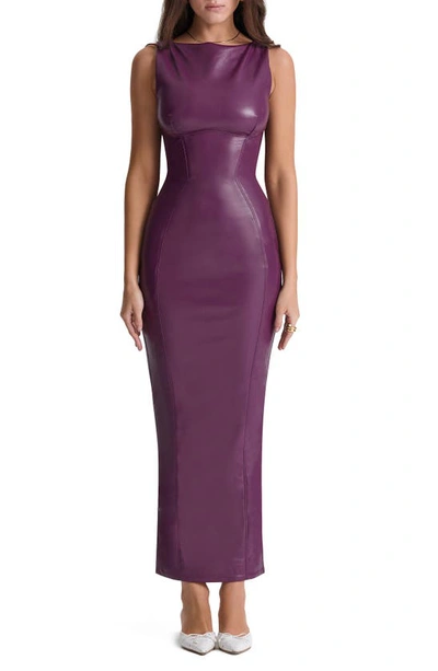 House Of Cb Faux Leather Sheath Dress In Merlot