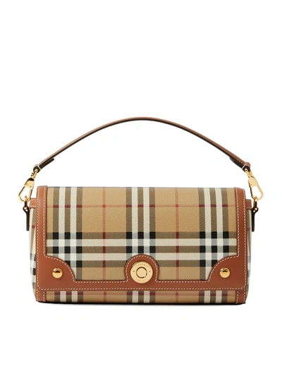 Burberry Beige Checked Shoulder Bag In Brown