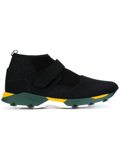 Marni Neoprene Velcro Strap Hi-top Sneakers In Black