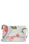 Ted Baker Prim Chatsworth Bloom Faux Leather Crossbody Bag - Grey In Mid Grey