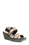 Fly London Yaco Platform Wedge Sandal In Blush Gold Idra