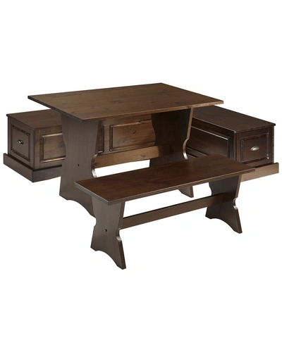 Linon Nooks Corner Nook, Table & Bench In Brown