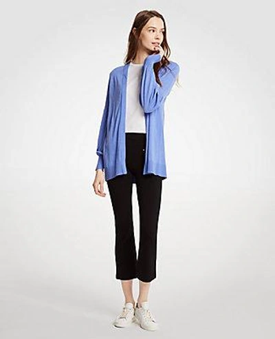 Ann Taylor Petite Lantern Sleeve Open Cardigan In Blue Ballad