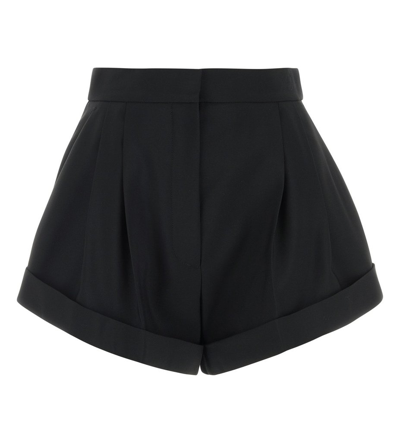 Alexander Mcqueen Pleated Tailored Shorts In Black