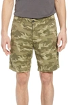 Ag Wanderer Slim Fit Cotton & Linen Shorts In Camo Dry Cypress
