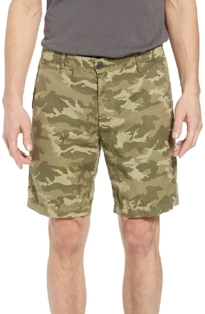 Ag Wanderer Slim Fit Cotton & Linen Shorts In Camo Dry Cypress