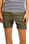 Topman Skinny Fit Chino Shorts In Olive