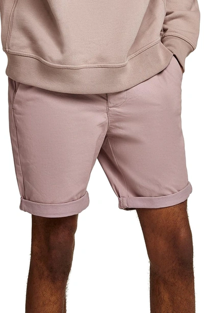 Topman Skinny Fit Chino Shorts In Pink