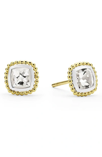Lagos Caviar Color White Topaz Stud Earrings In Gold