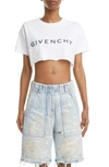 Givenchy Logo Crop Graphic Tee In 100-white