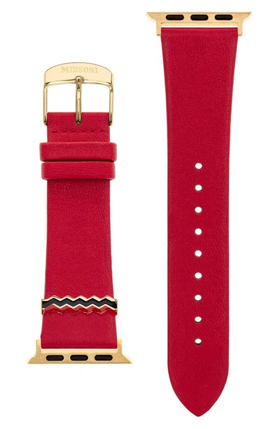 Missoni Red Zigzag Leather Strap For Apple Watch 38/40/41mm