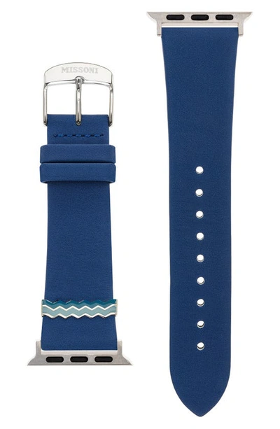 Missoni Blue Zigzag Leather Strap For Apple Watch 38/40/41mm