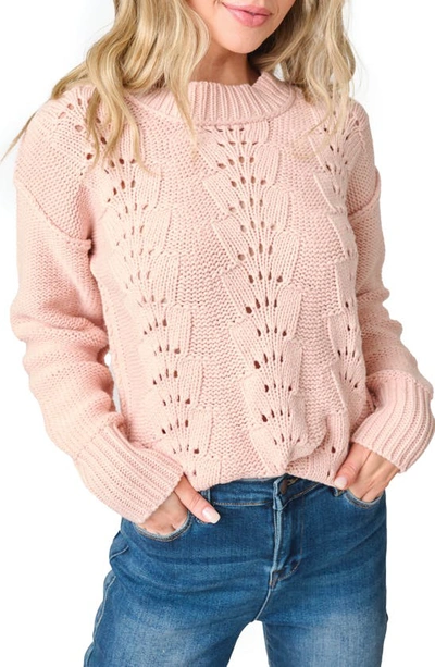 Gibsonlook Scallop Stitch Sweater In Pearl Blush