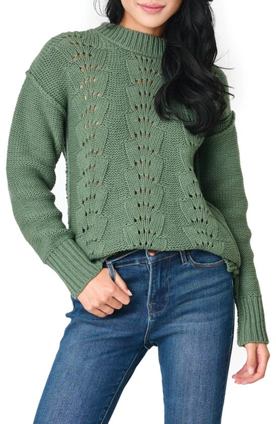 Gibsonlook Scallop Stitch Sweater In Sage