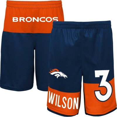 Outerstuff Kids' Big Boys Russell Wilson Navy Denver Broncos Player Name And Number Shorts