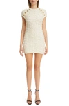 Balmain Six-button Tweed Dress In Natural