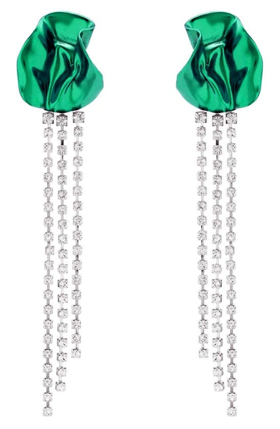 Sterling King Georgia Crystal Drop Earrings In Green