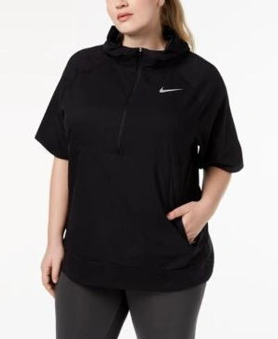 Nike Plus Size Flex Dri-fit Short-sleeve Running Jacket In Black