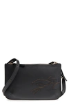 Longchamp Shop-it Leather Crossbody Bag - Black