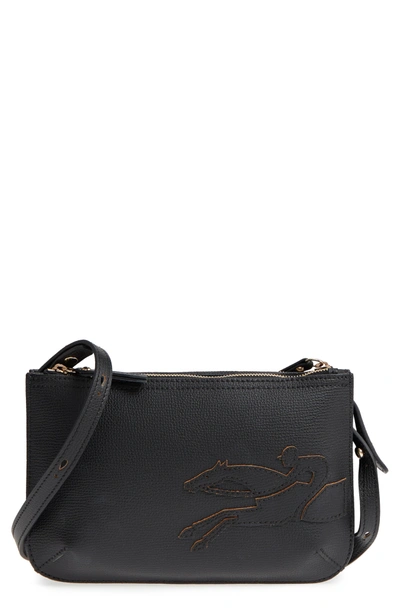 Longchamp Shop-it Leather Crossbody Bag - Black