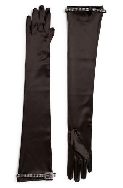 Benedetta Bruzziches Rhinestone-embellishment Organic-silk Gloves In Black