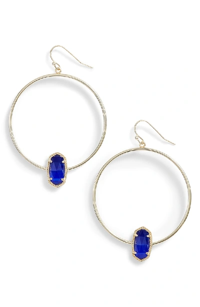 Kendra Scott Elora Frontal Hoop Earrings In Cobalt Cats Eye/ Gold
