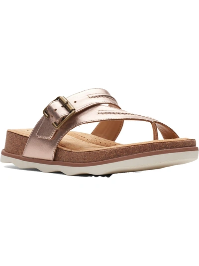 Clarks Brynn Madi Womens Leather Strappy Slide Sandals In Brown