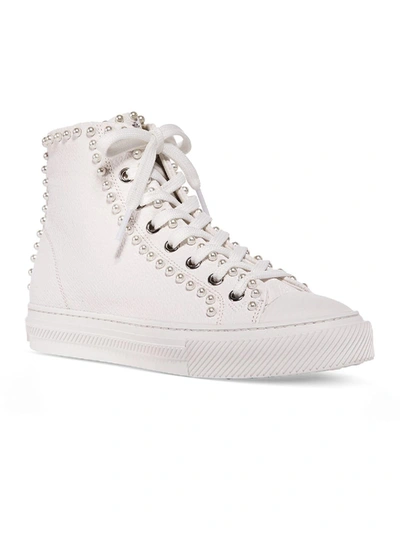 Stuart Weitzman Ollie Womens Beaded Lace-up Casual And Fashion Sneakers In White