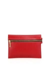 Victoria Beckham Small Leather Zip Pouch In Ruby Red