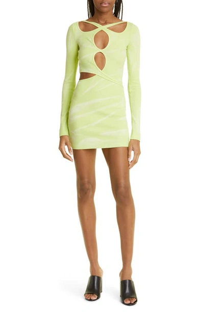 Dion Lee Faded-effect Mini Dress In Washed Light Zest