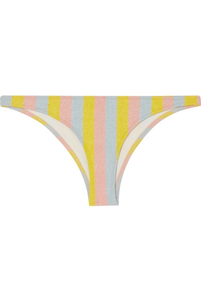Solid & Striped The Rachel Glittered Striped Bikini Briefs In Maui Shimmer