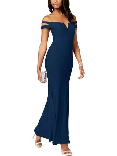 Xscape Womens Off-the-shoulder Cut-out Evening Dress In Blue