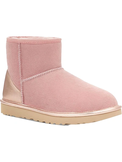 Ugg Classic Mini Shine Womens L Suede Ankle Boots In Pink