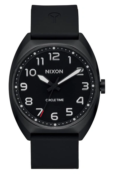 Nixon Mullet Silicone Strap Watch In Black / Black