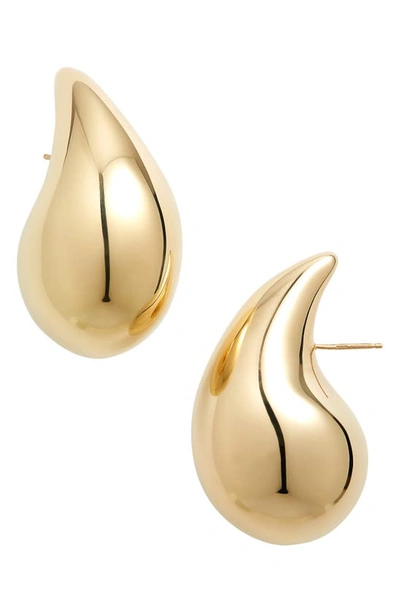 Bottega Veneta Sterling Silver Teardrop Earrings In Yellow Gold