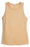 Lafayette 148 Scoop Neck Stretch Cotton Tank In Dune