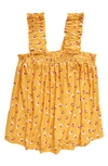 Walking On Sunshine Kids' Ruffle Strap Camisole In Yellow Floral