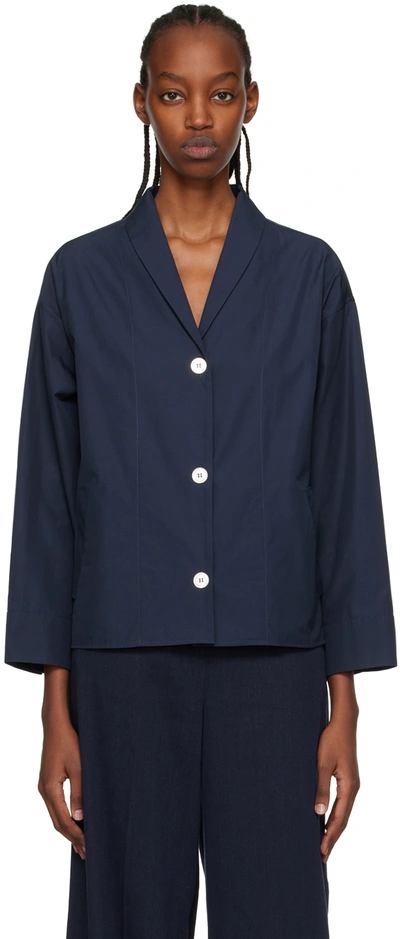 's Max Mara S Max Mara Women's Light Blue Gange Shawl-neck Cotton-poplin Jacket