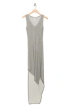 Go Couture Ribbed High-low Tank Dress In Heather Grey