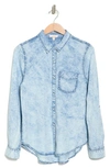 Como Vintage Acid Wash Denim Button-up Shirt In Medium Blue