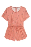 Nordstrom Kids' Jersey Romper In Coral Mauve Dotted Blossoms