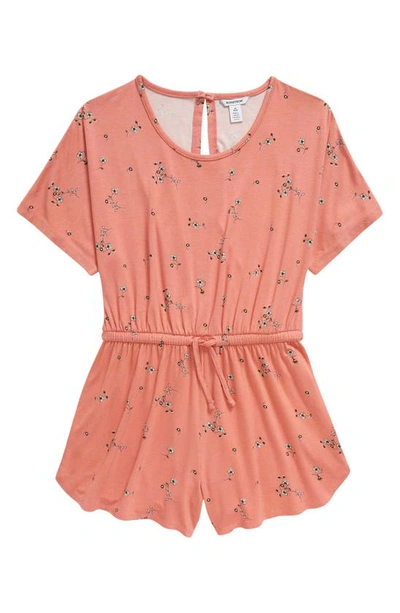 Nordstrom Kids' Jersey Romper In Coral Mauve Dotted Blossoms