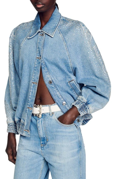 Rhinestone Embellished Denim Rhinestone Blue Jean Jackets