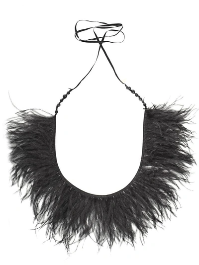 Ann Demeulemeester Ann Demeulemester Ostrich Feather Necklace In Nero