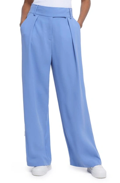 River Island Pleat Front Wide Leg Trousers In Blue