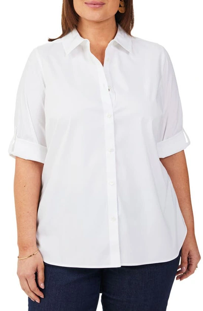 Foxcroft Tamara Stretch Cotton Blend Button-up Shirt In White