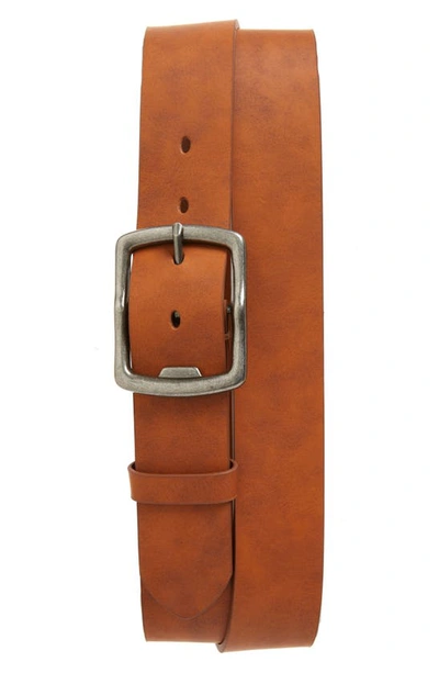 Open Edit Dan Reversible Faux Leather Belt In Cognac