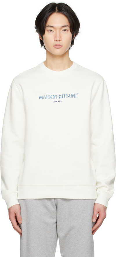 Maison Kitsuné Logo-print Cotton-blend Sweatshirt In White
