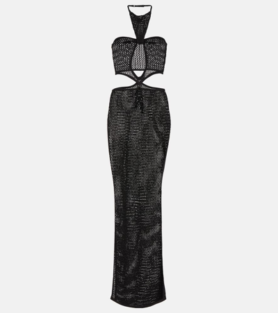 Aya Muse Cutout Cotton-blend Maxi Dress In Black