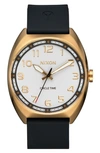 Nixon Mullet Silicone Strap Watch In Light Gold / White